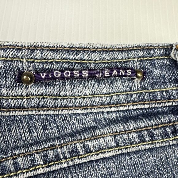 Vigoss Jeans Size 9 Cropped Denim Rolled Cuff Distressed Pockets - Picture 4 of 11